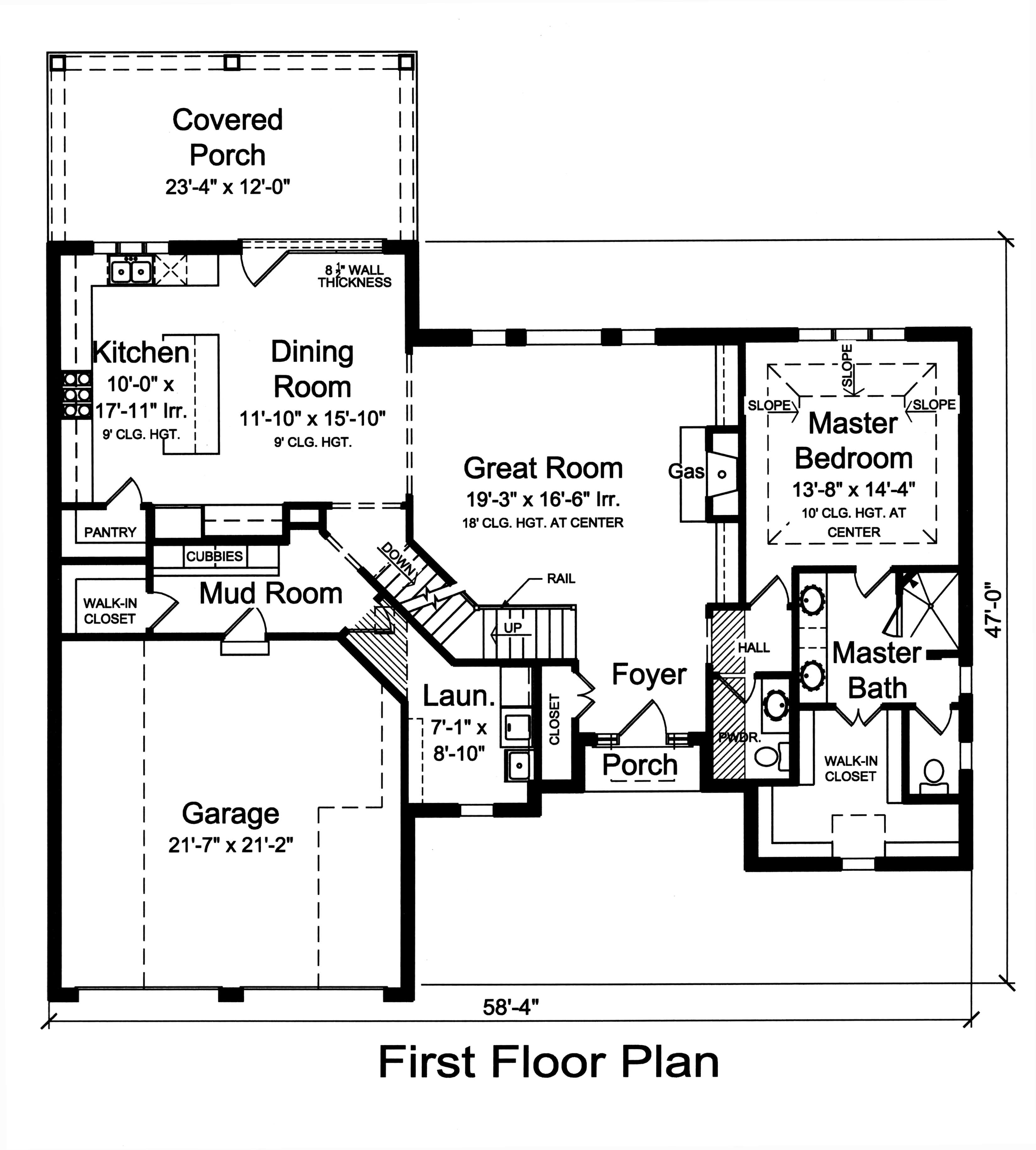 Floor Plan First Story of Traditional Plan #169-1121