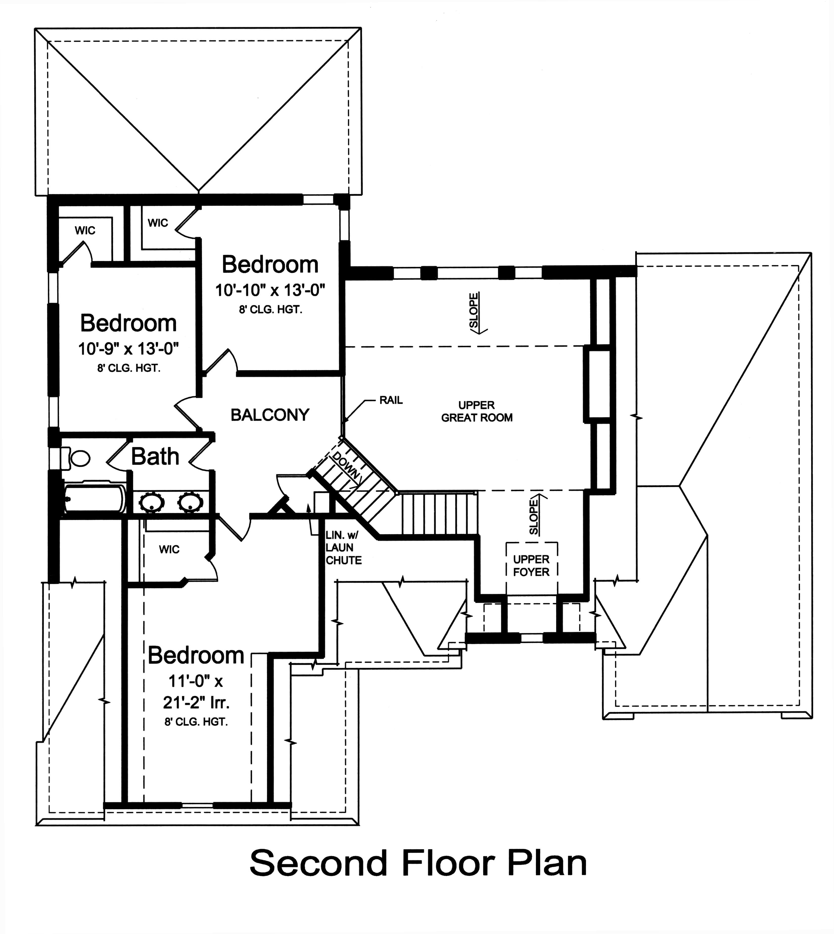 Floor Plan Second Story of Traditional Plan #169-1121