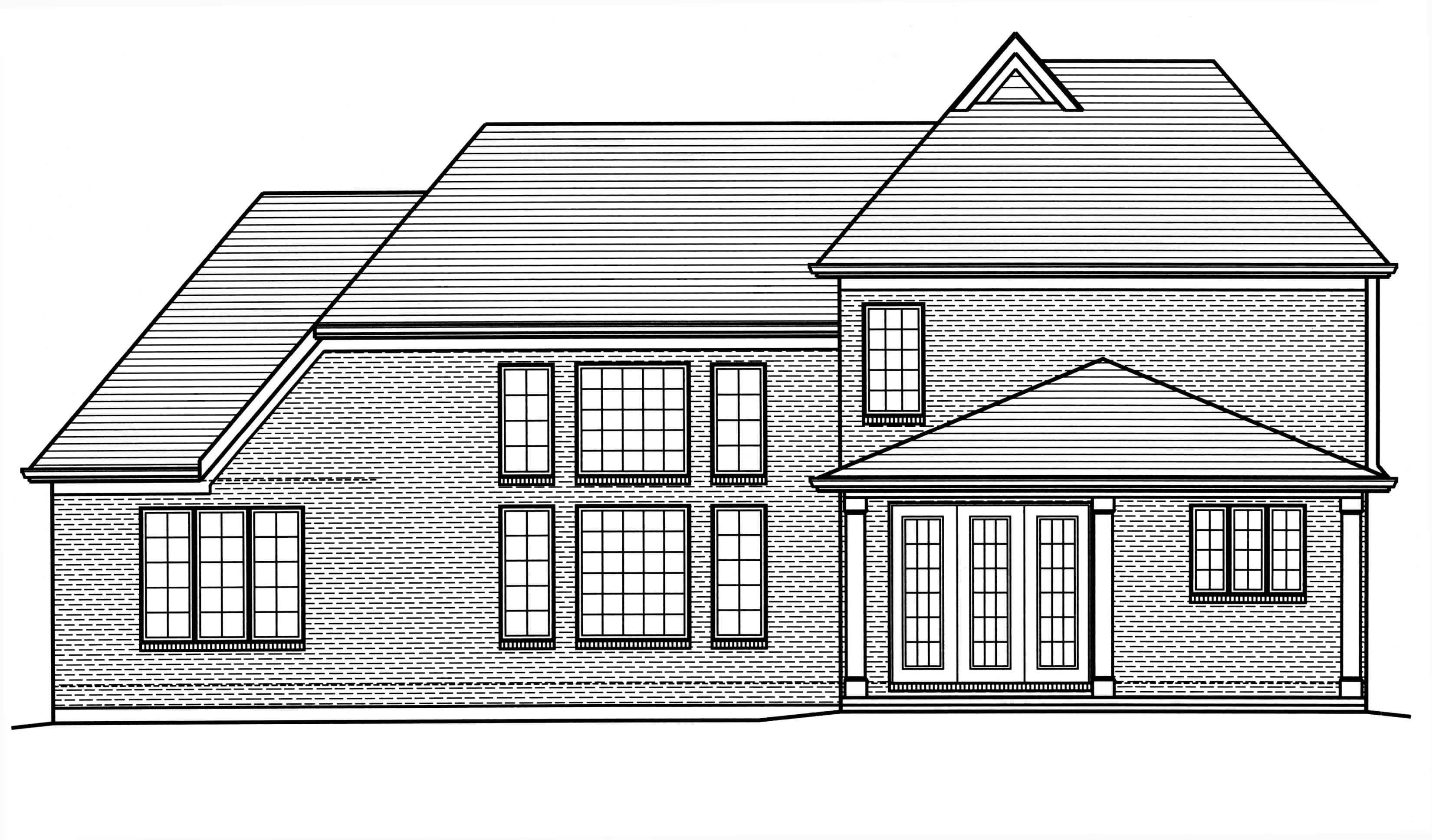 Home Plan Rear Elevation of this 4-Bedroom,2586 Sq Ft Plan -169-1121