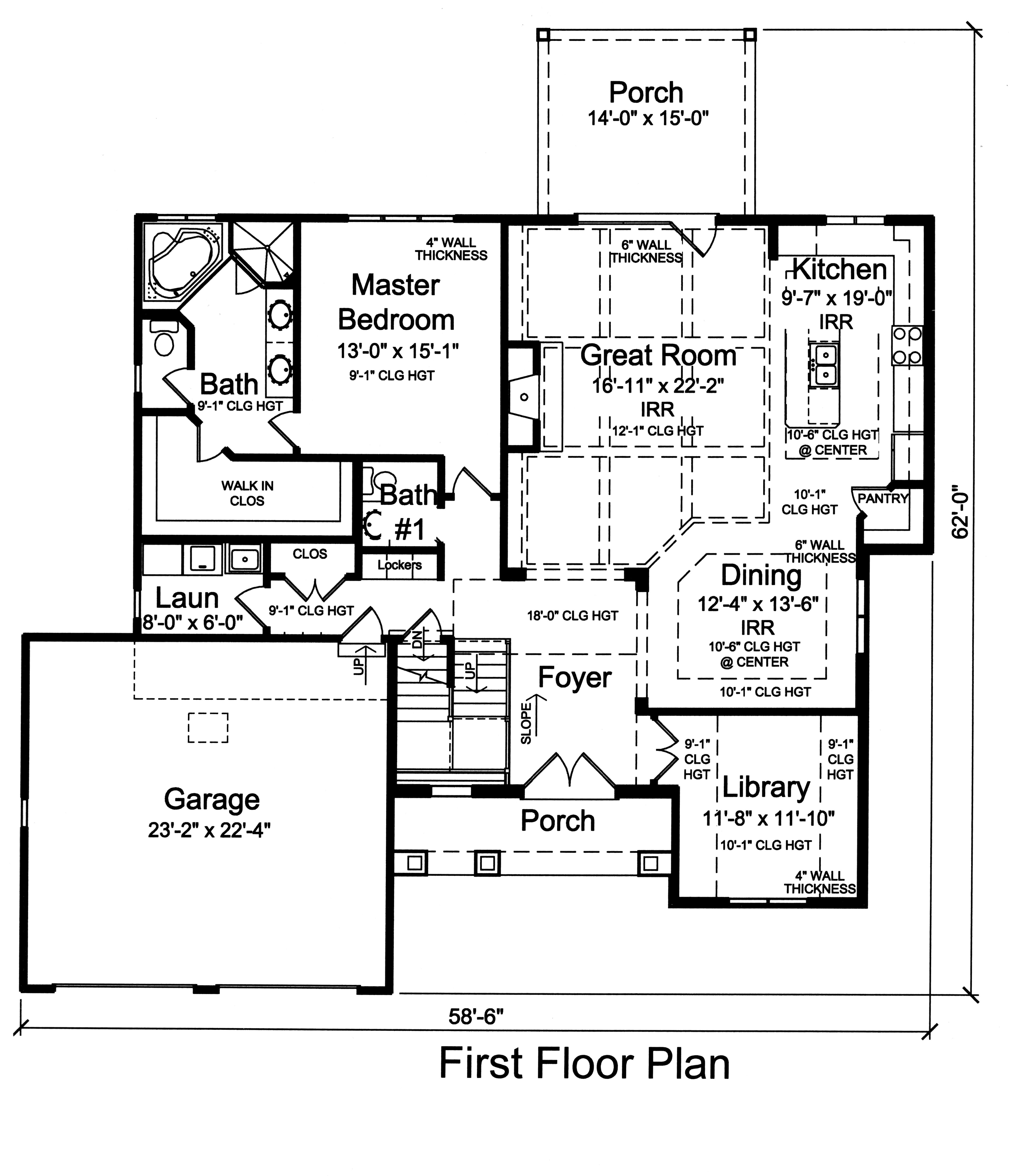 Floor Plan First Story of Country Plan #169-1123