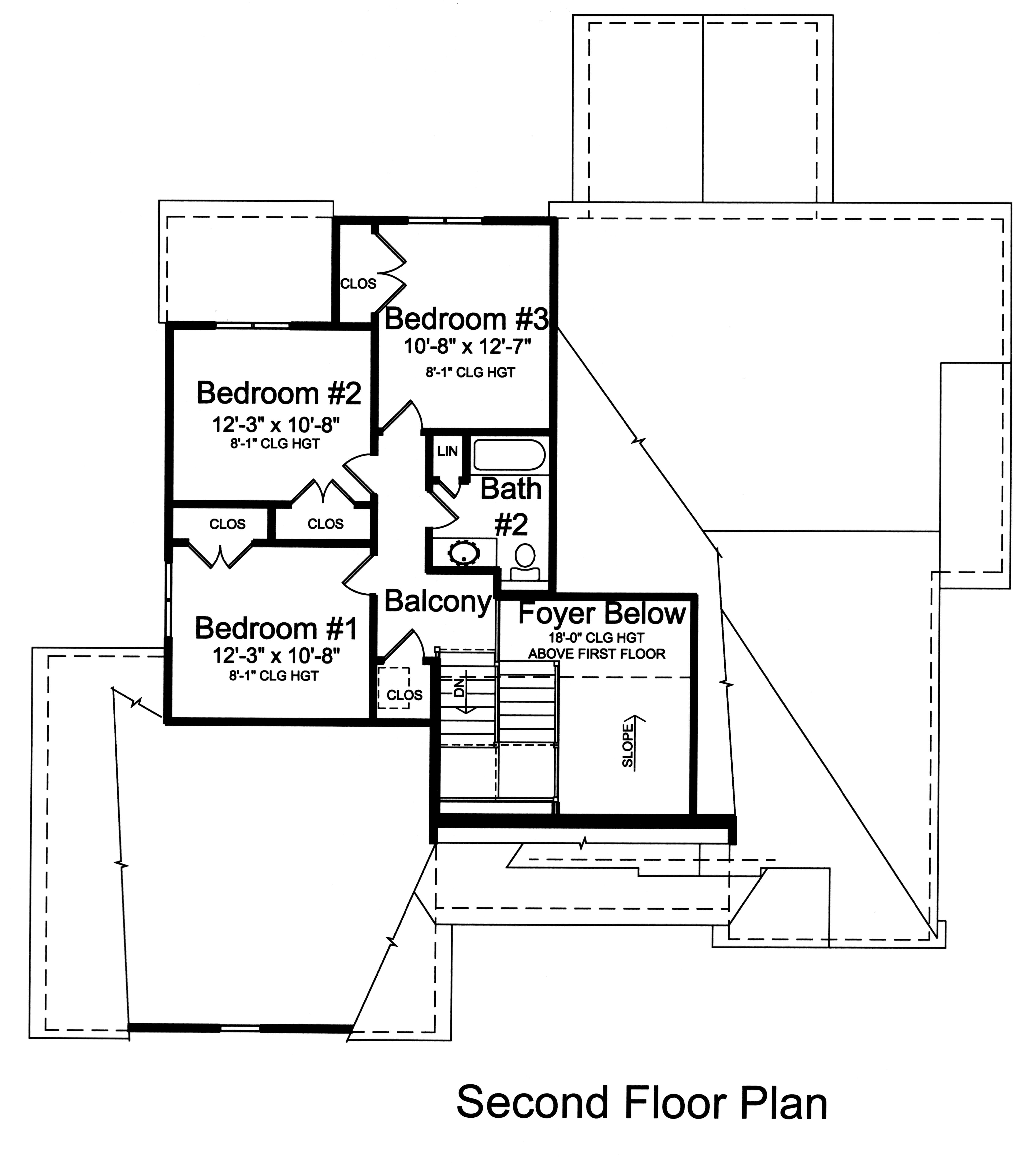 Floor Plan Second Story of Country Plan #169-1123