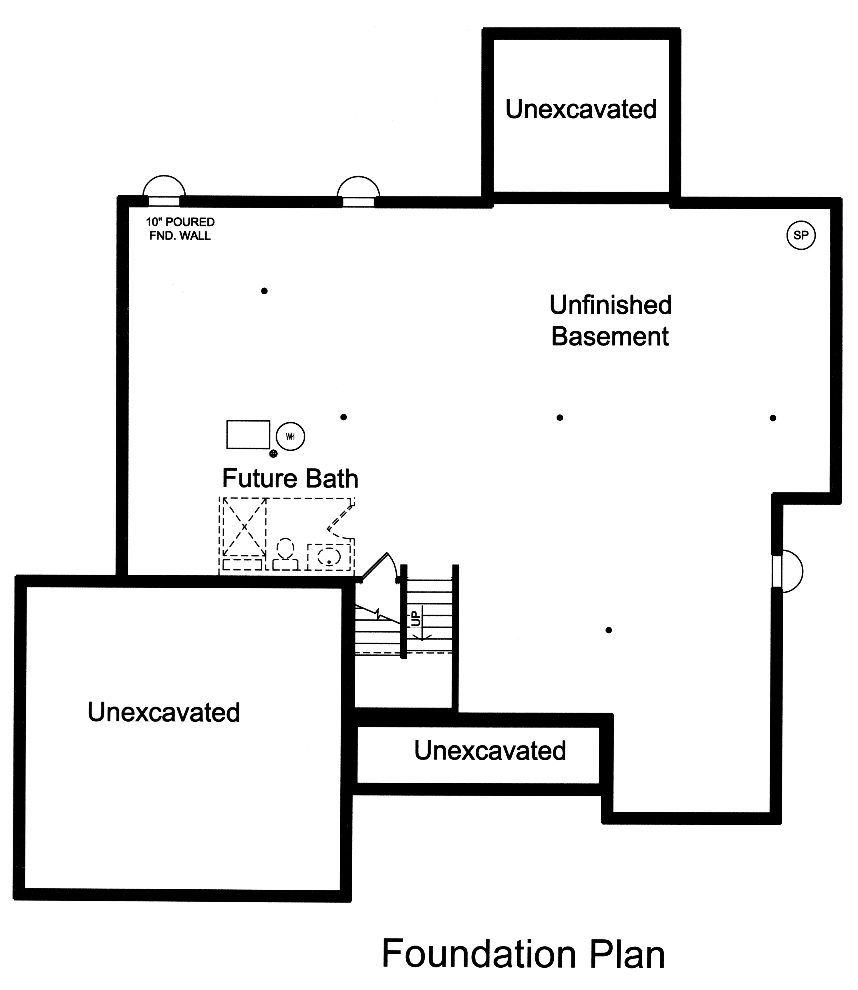 Floor Plan Basement of Country Plan #169-1123