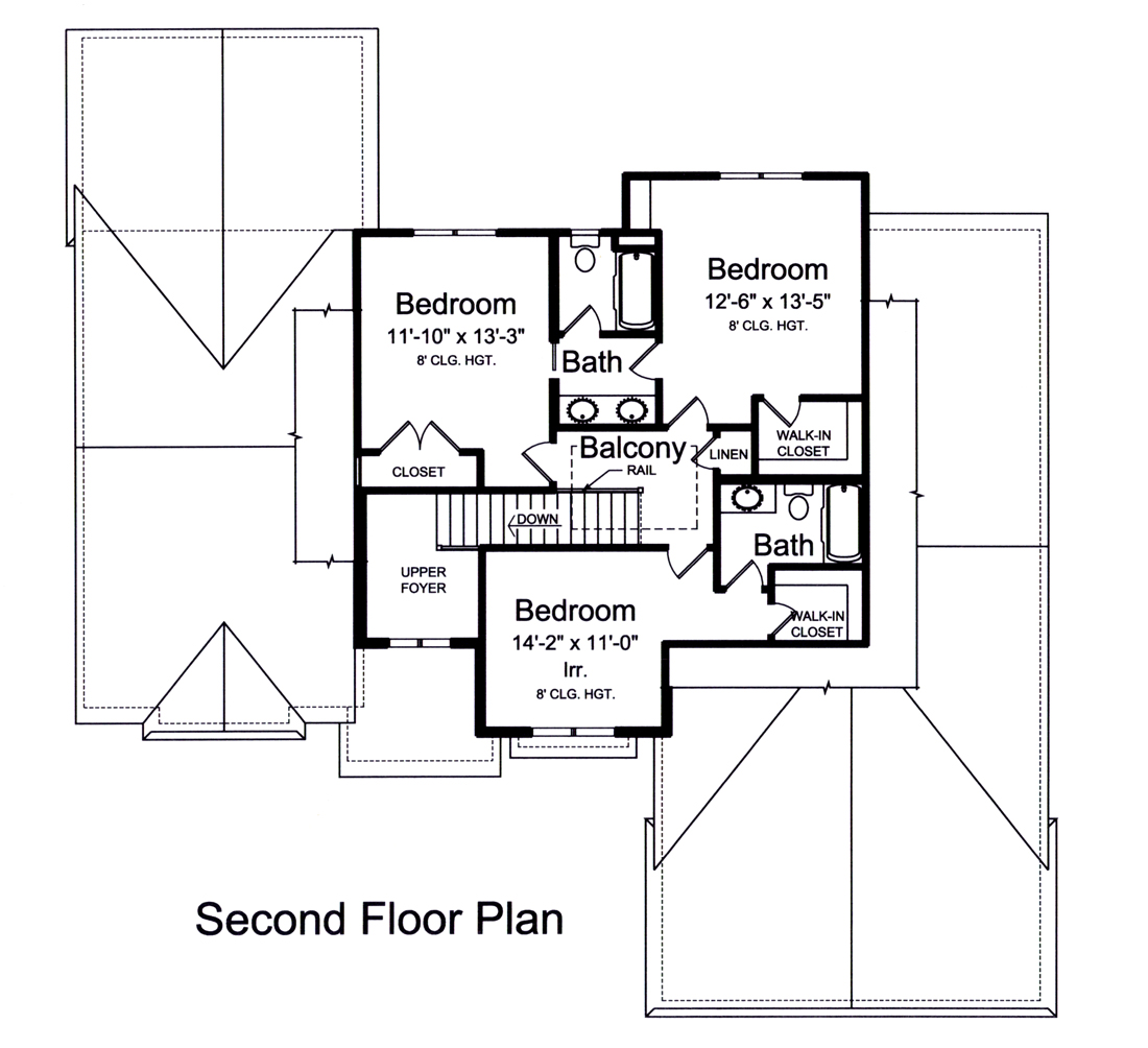 Floor Plan Second Story of Transitional Plan #169-1124