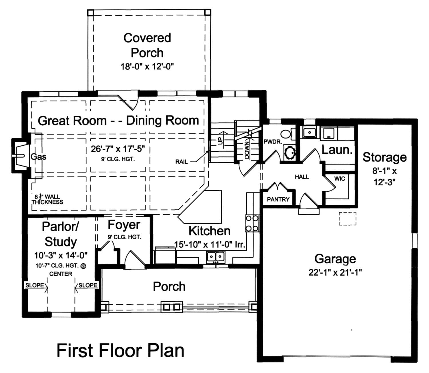 Floor Plan First Story of Country Plan #169-1125