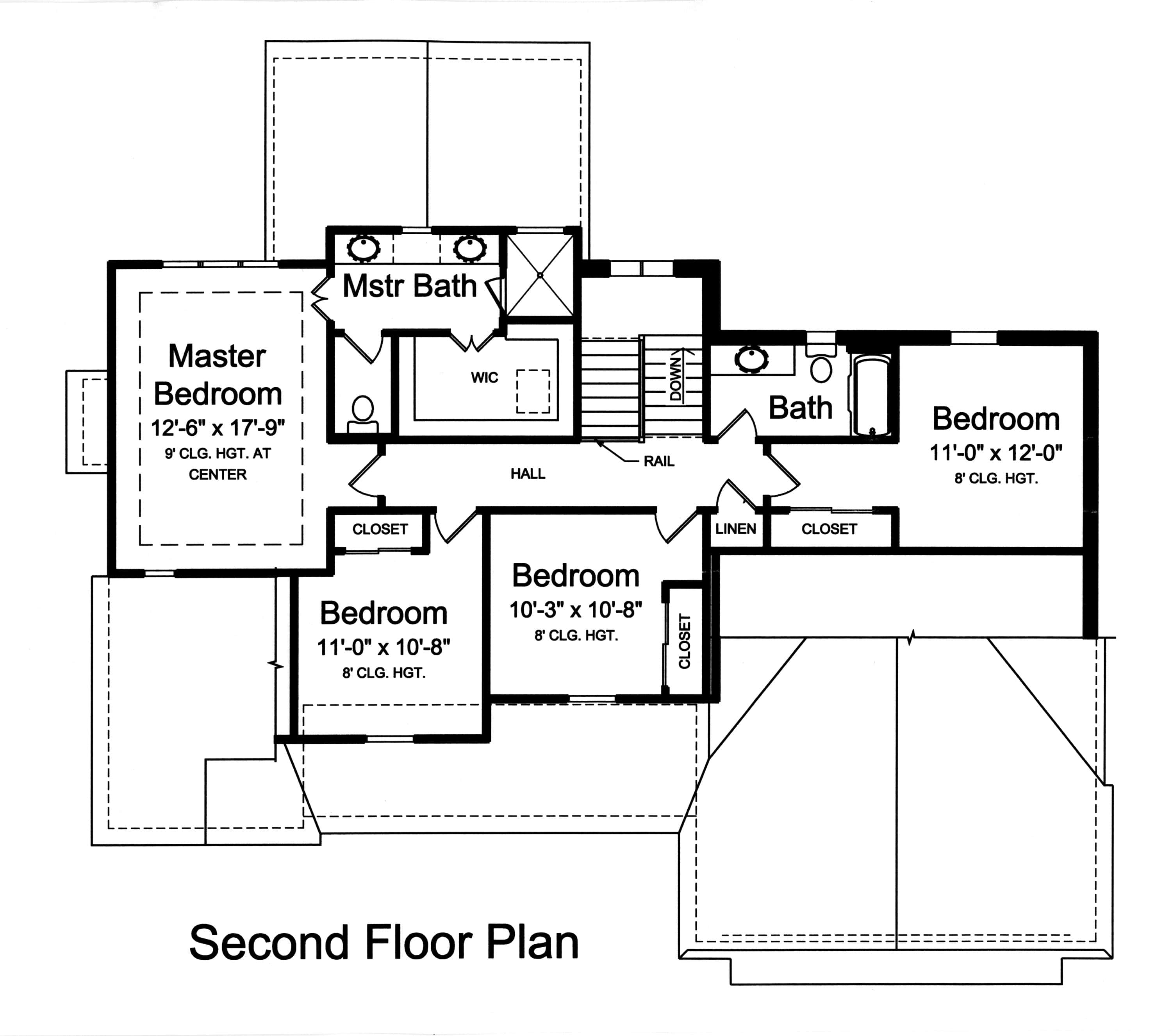 Floor Plan Second Story of Country Plan #169-1125
