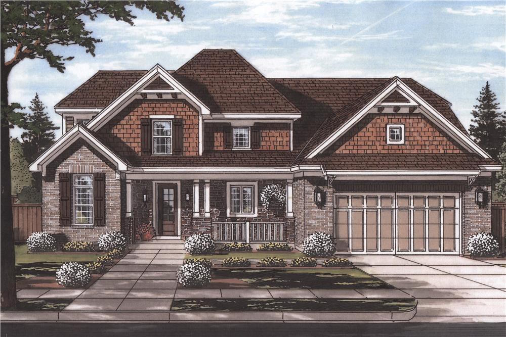 Color rendering of Country home plan (ThePlanCollection: House Plan #169-1125)
