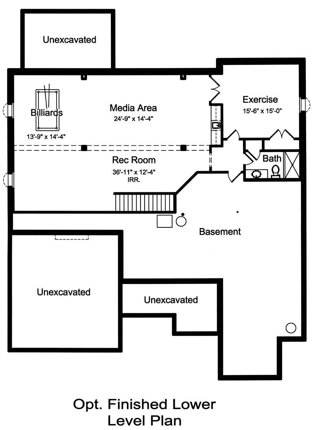 Floor Plan Basement of European Plan #169-1128