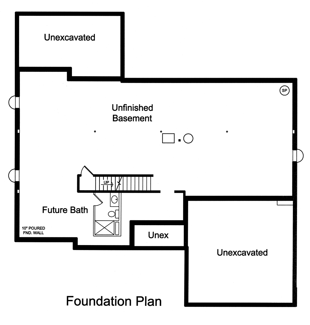 Floor Plan Basement of Craftsman Plan #169-1129