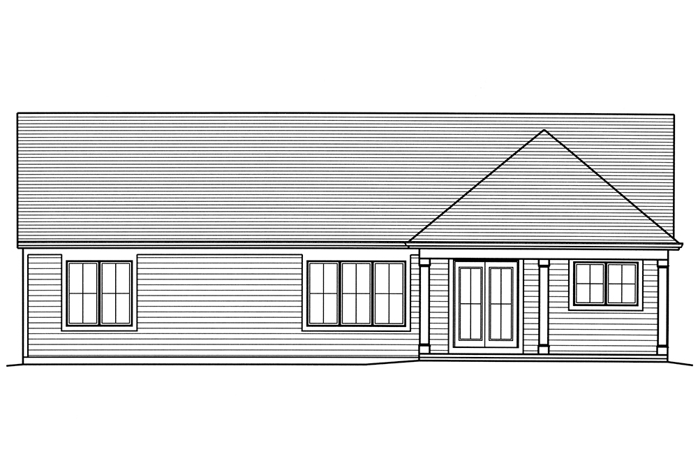 Home Plan Rear Elevation of this 3-Bedroom,1871 Sq Ft Plan -169-1129