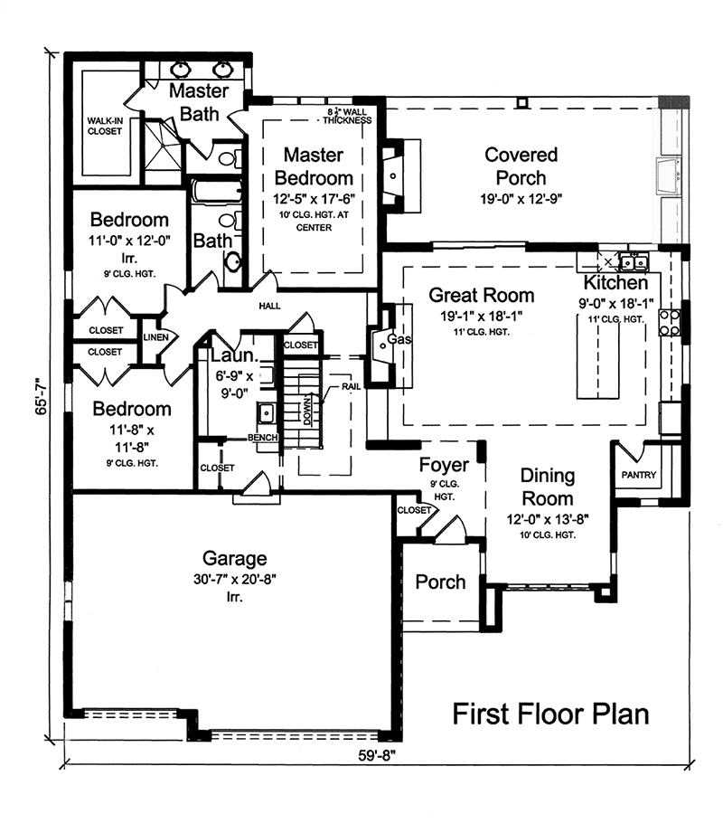 Floor Plan First Story of Contemporary Plan #169-1130