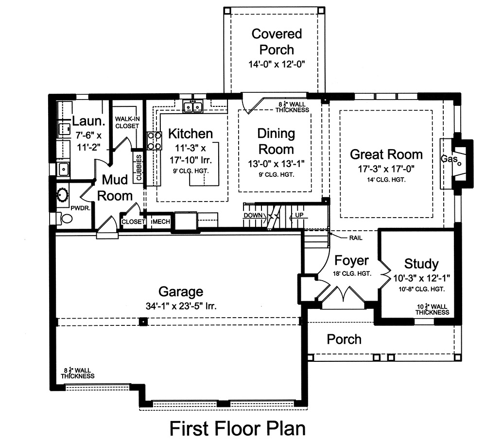 Floor Plan First Story of Craftsman Plan #169-1131