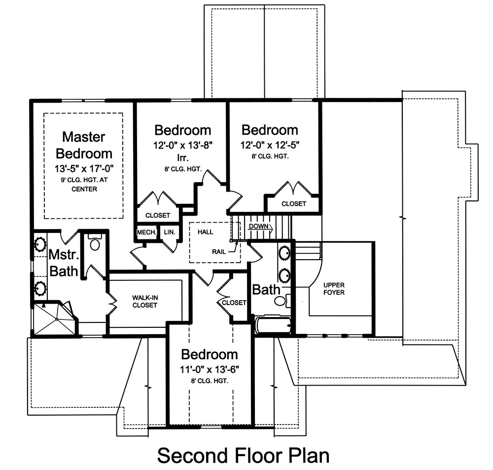 Floor Plan Second Story of Craftsman Plan #169-1131