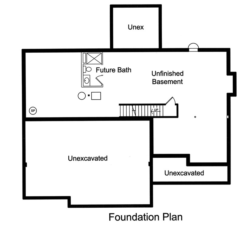Floor Plan Basement of Craftsman Plan #169-1131
