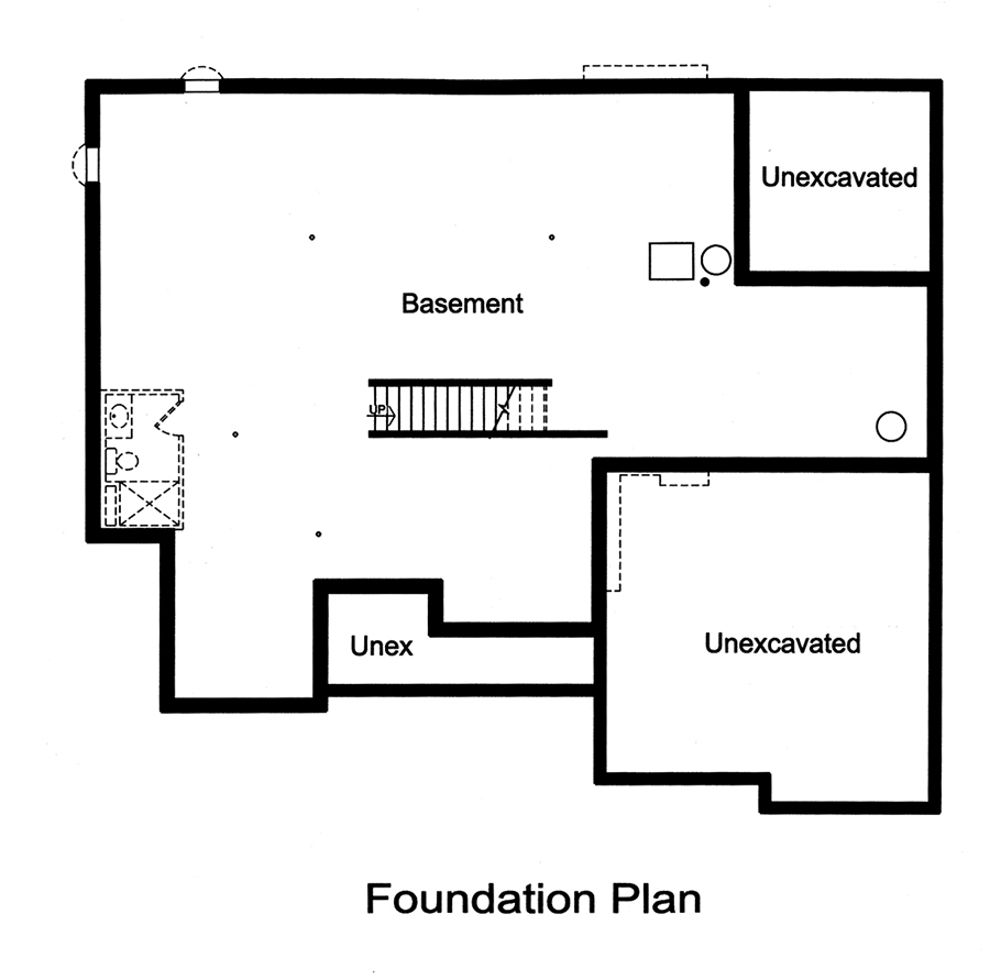 Floor Plan Basement of Craftsman Plan #169-1133