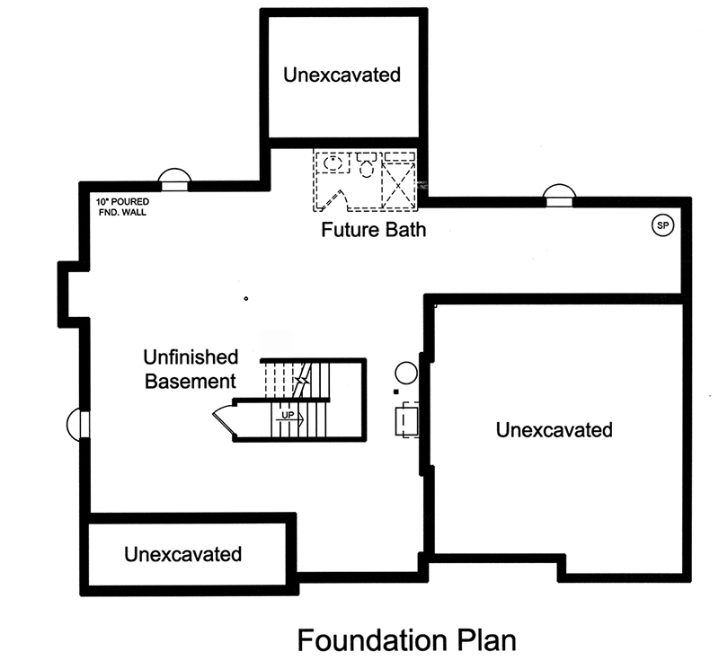 Floor Plan Basement of Craftsman Plan #169-1137