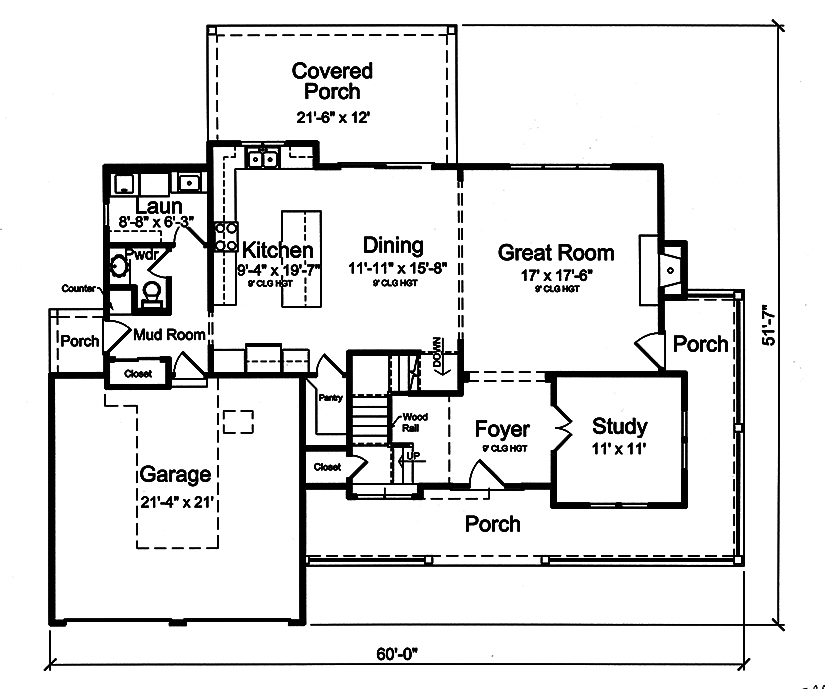 Floor Plan First Story of Craftsman Plan #169-1138