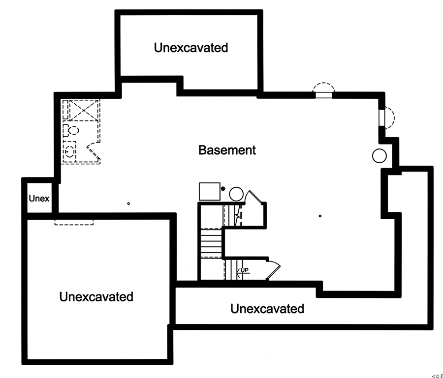 Floor Plan Basement of Craftsman Plan #169-1138
