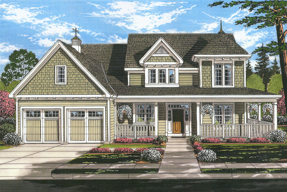 Front elevation of Craftsman home (ThePlanCollection: House Plan #169-1138)