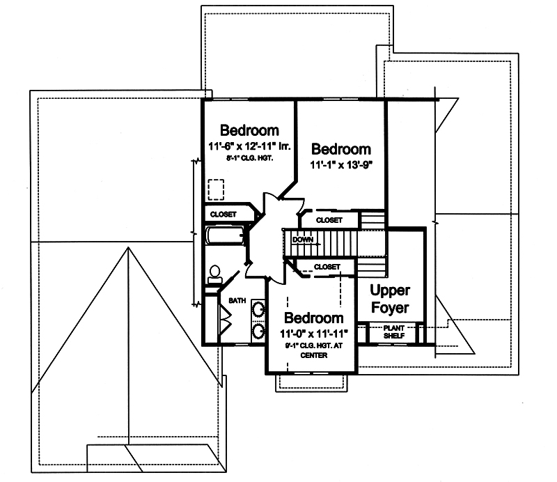 Floor Plan Second Story of Country Plan #169-1141