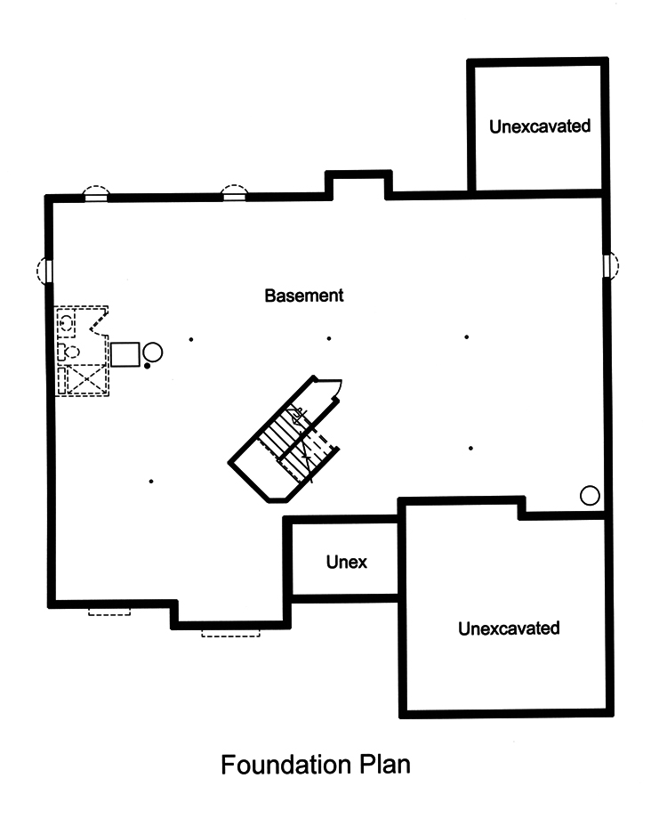 Floor Plan Basement of Ranch Plan #169-1142