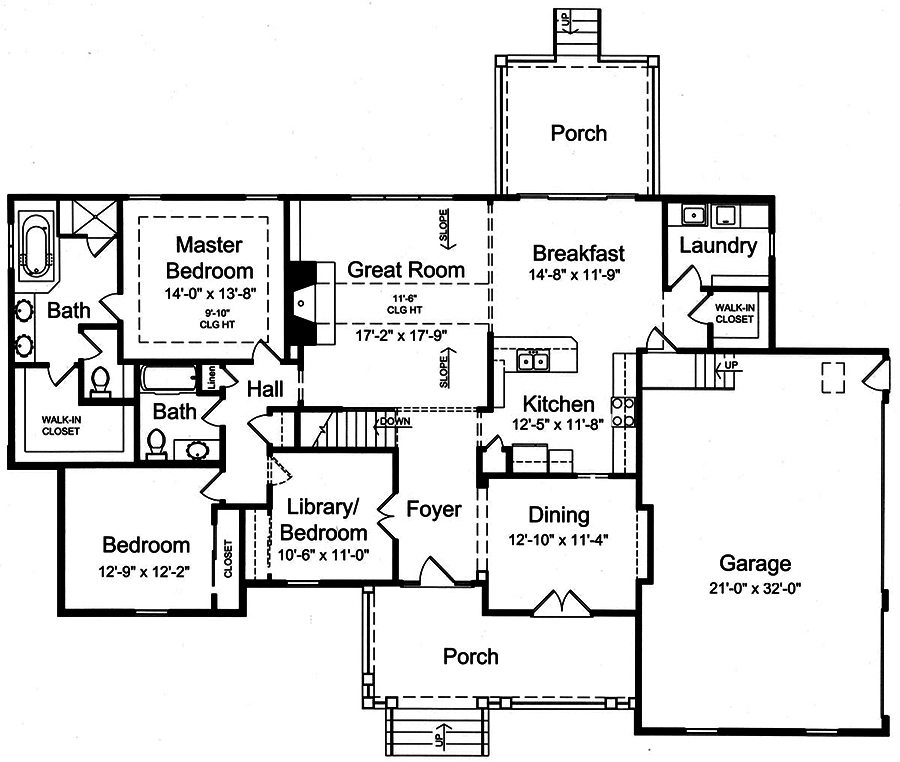 Floor Plan First Story of Country Plan #169-1143