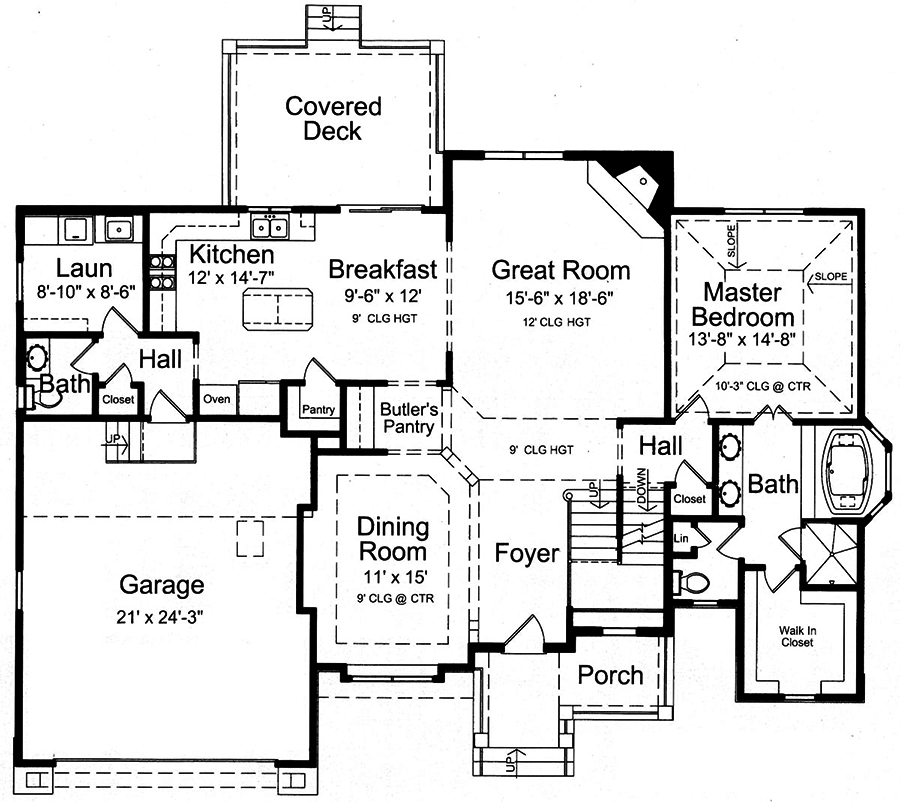 Floor Plan First Story of Country Plan #169-1144