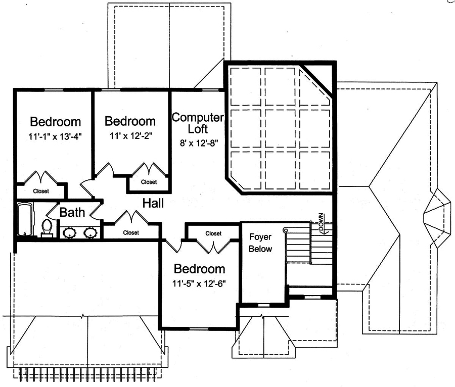 Floor Plan Second Story of Country Plan #169-1144