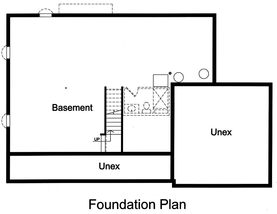 Floor Plan Basement of Cape Cod Plan #169-1146