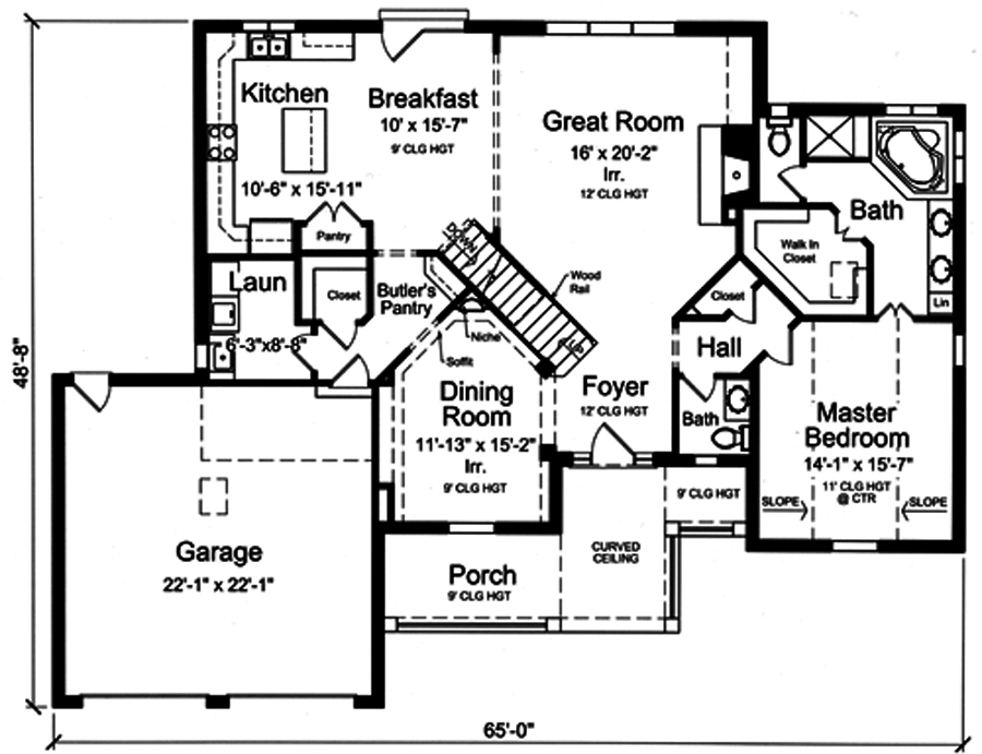Floor Plan First Story of Transitional Plan #169-1147