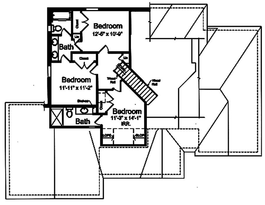 Floor Plan Second Story of Transitional Plan #169-1147