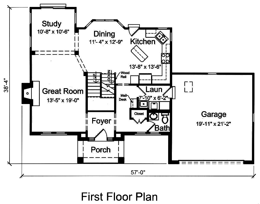 Floor Plan First Story of Traditional Plan #169-1148