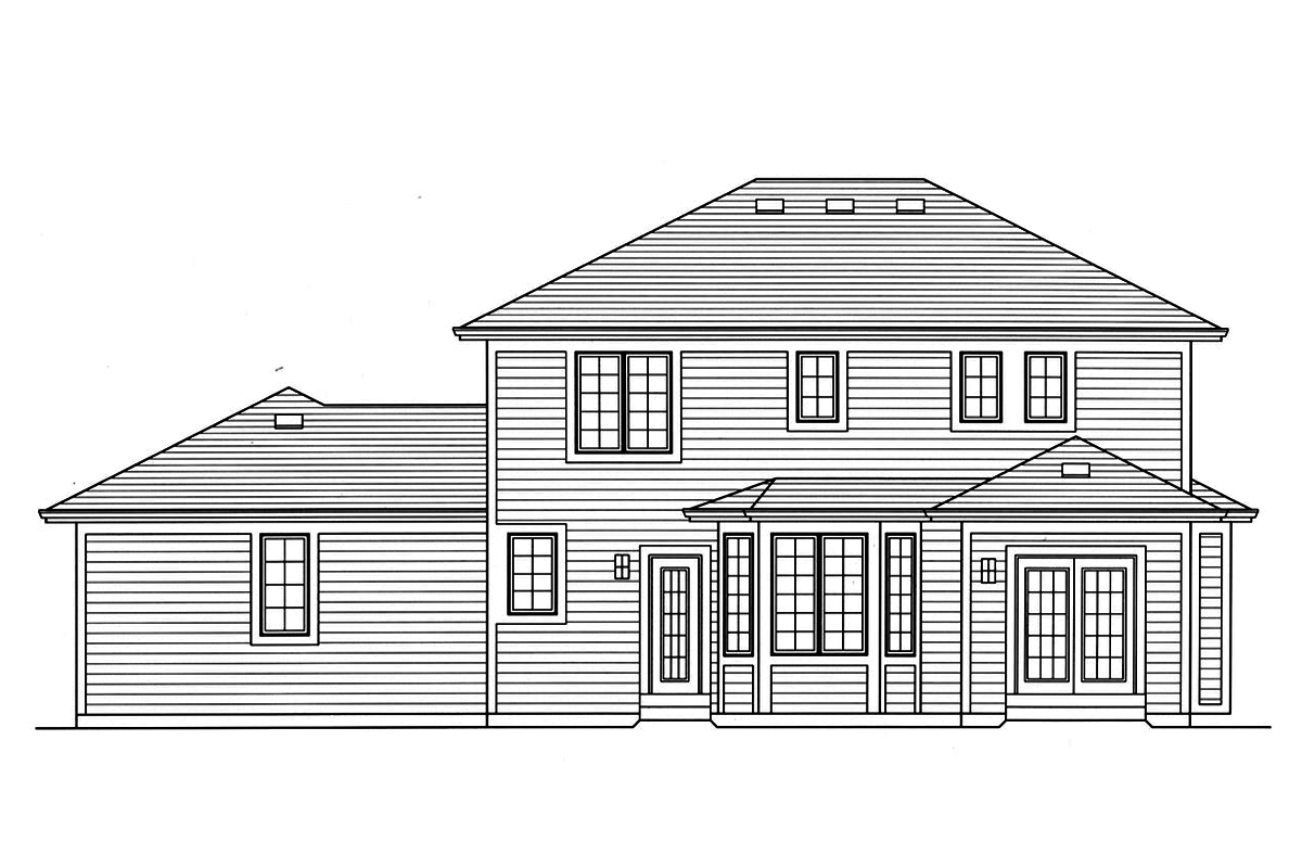 Home Plan Rear Elevation of this 3-Bedroom,1833 Sq Ft Plan -169-1148