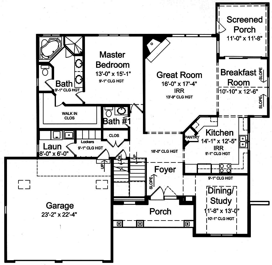 Floor Plan First Story of Cottage Plan #169-1149