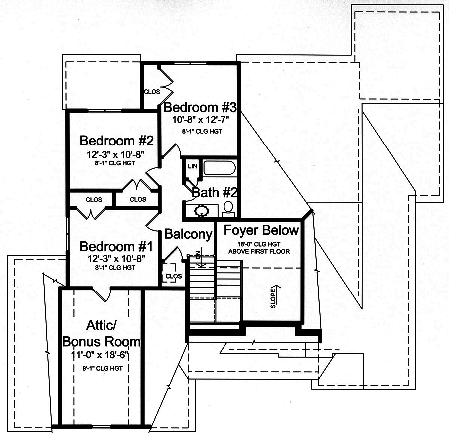 Floor Plan Second Story of Cottage Plan #169-1149