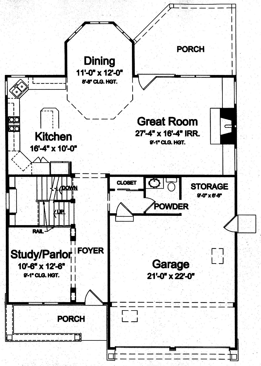 Floor Plan First Story of Craftsman Plan #169-1150