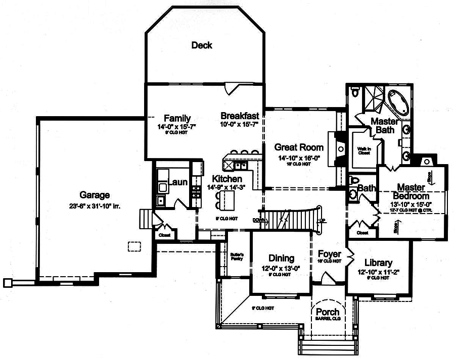 Floor Plan First Story of Country Plan #169-1153