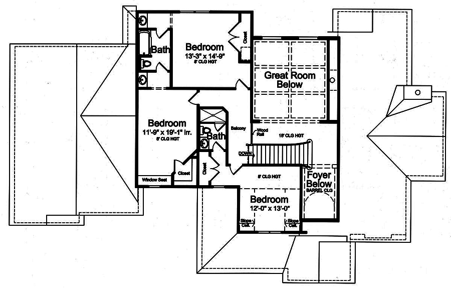 Floor Plan Second Story of Country Plan #169-1153