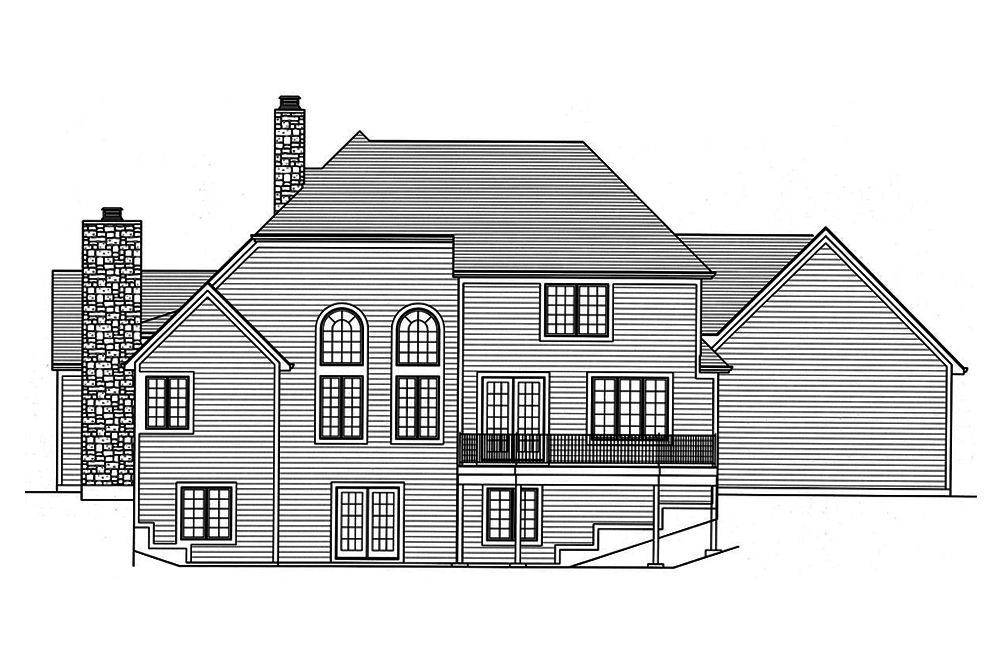 Home Plan Rear Elevation of this 4-Bedroom,3192 Sq Ft Plan -169-1153