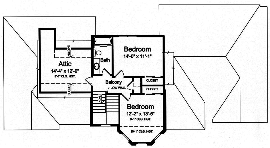 Floor Plan Second Story of European Plan #169-1156