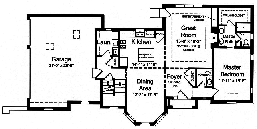 Floor Plan First Story of European Plan #169-1156
