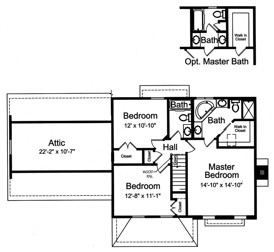 Floor Plan Second Story of Traditional Plan #169-1157