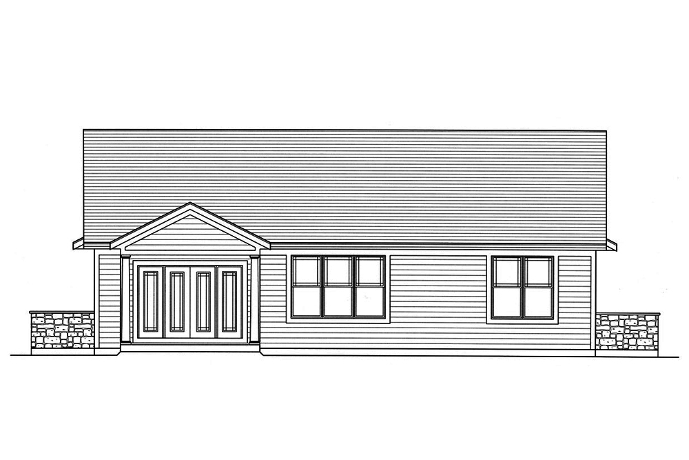 Home Plan Rear Elevation of this 3-Bedroom,1809 Sq Ft Plan -169-1159