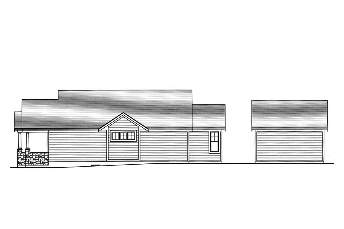 Home Plan Right Elevation of this 3-Bedroom,1403 Sq Ft Plan -169-1160