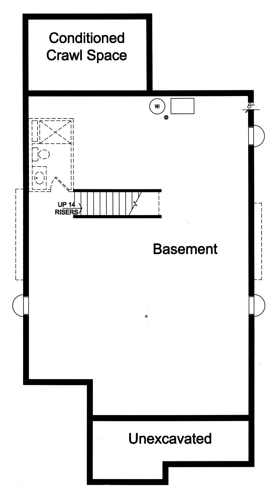 Floor Plan Basement of Craftsman Plan #169-1160