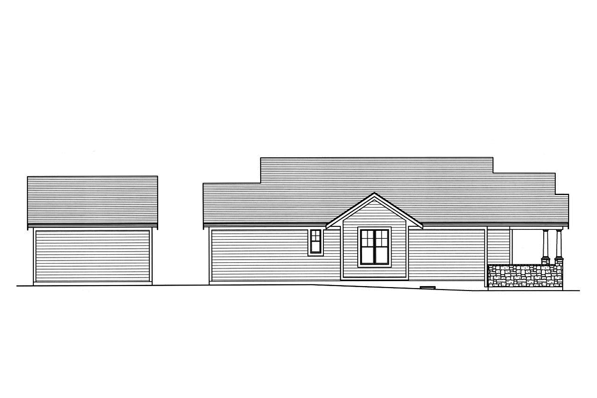 Home Plan Left Elevation of this 3-Bedroom,1403 Sq Ft Plan -169-1160