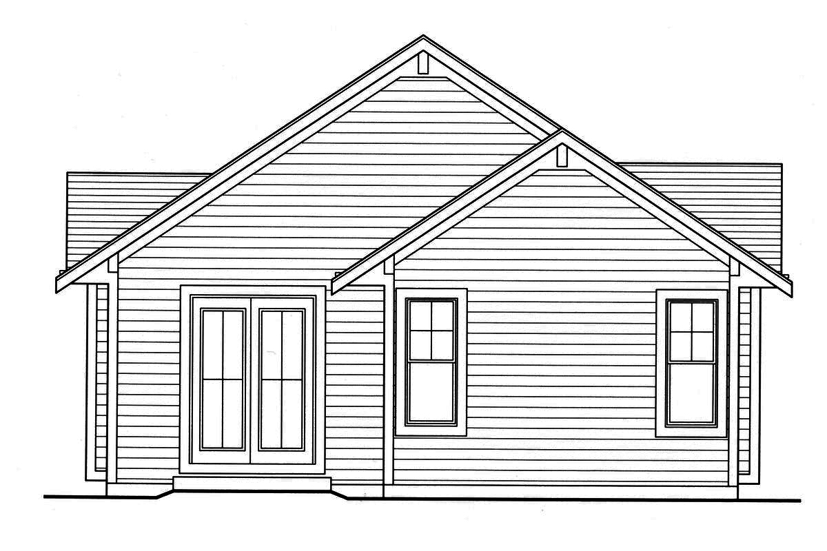 Home Plan Rear Elevation of this 3-Bedroom,1403 Sq Ft Plan -169-1160
