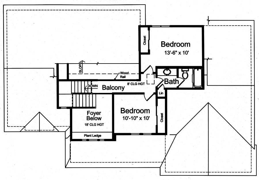Floor Plan Second Story of Traditional Plan #169-1162