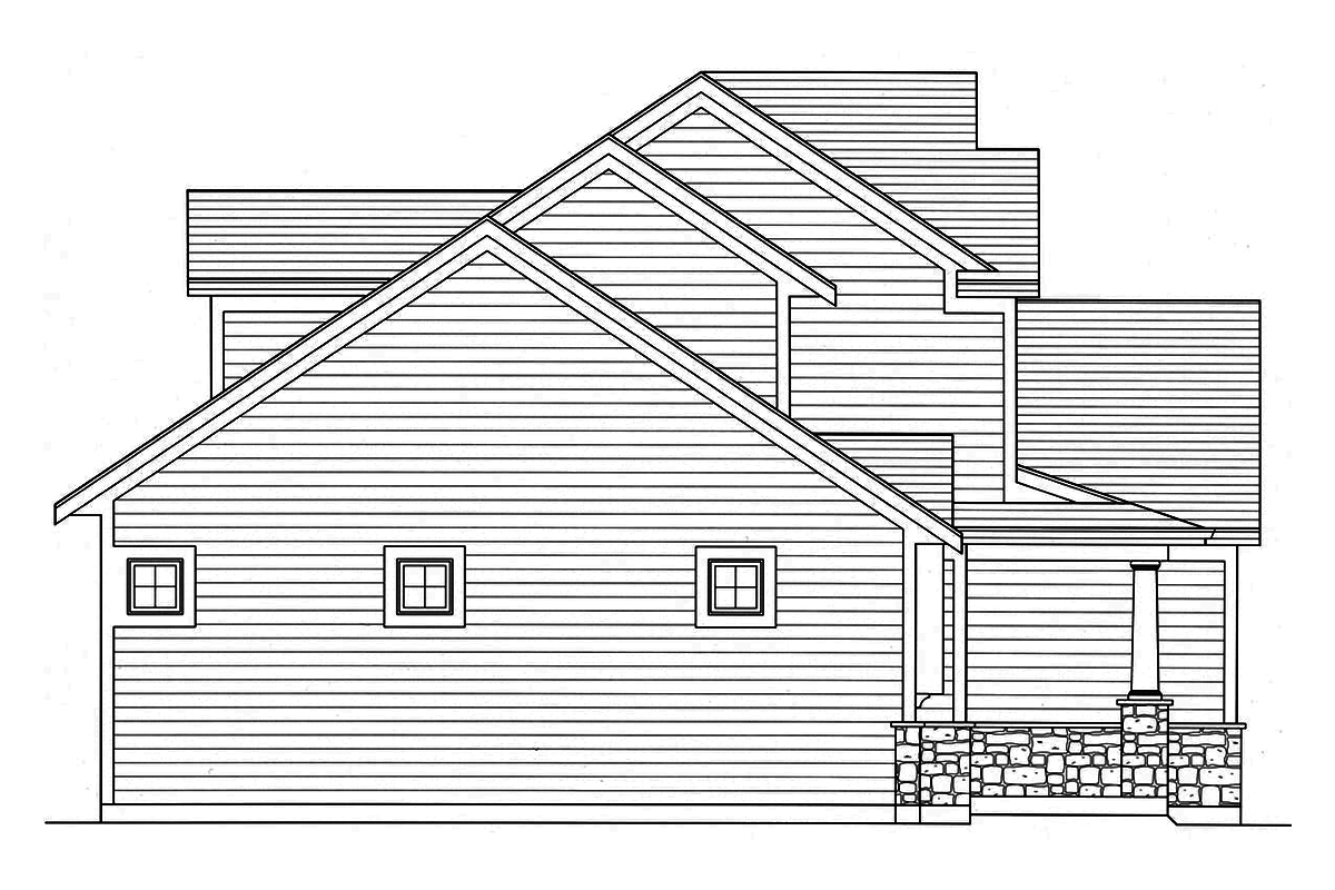 Home Plan Left Elevation of this 3-Bedroom,2005 Sq Ft Plan -169-1162