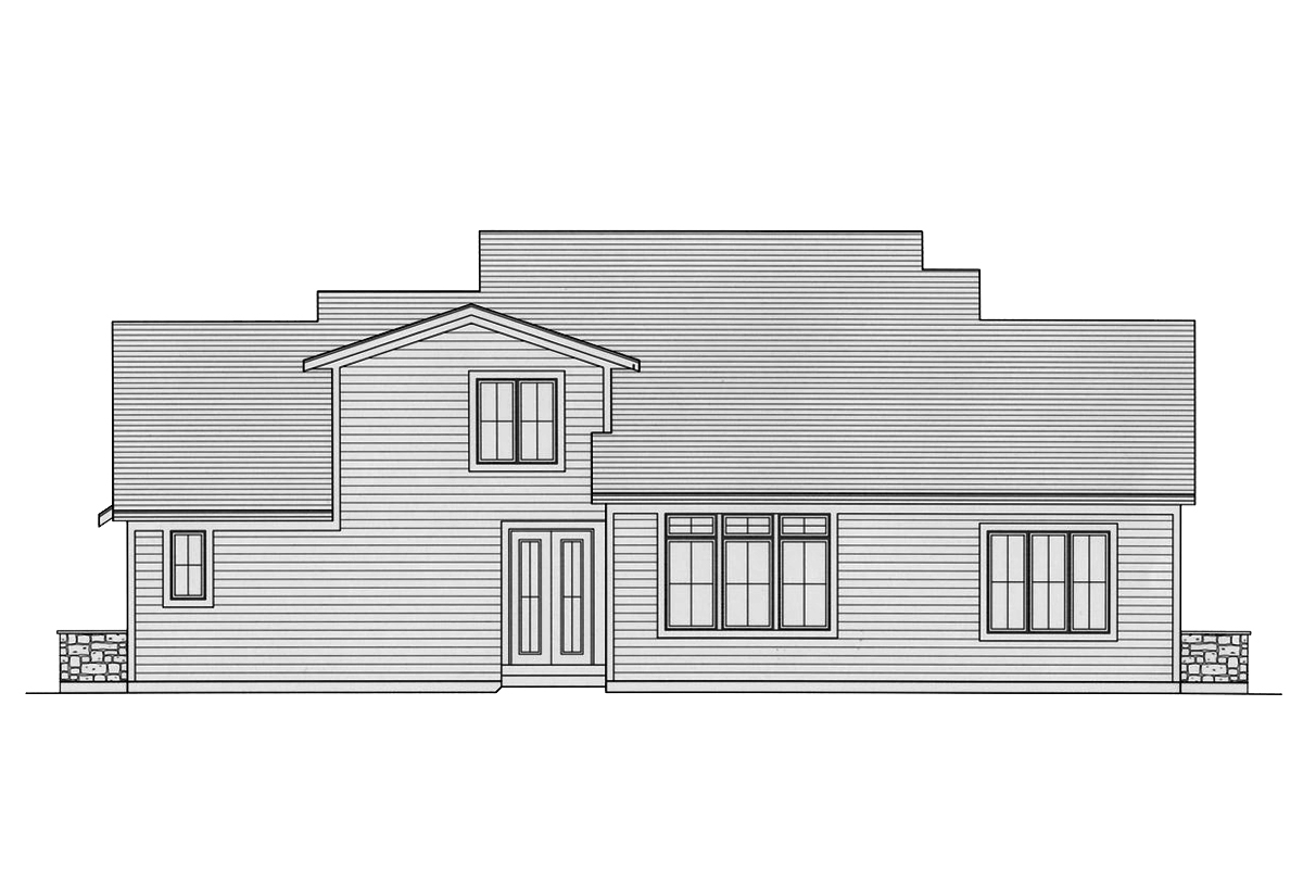 Home Plan Rear Elevation of this 3-Bedroom,2005 Sq Ft Plan -169-1162