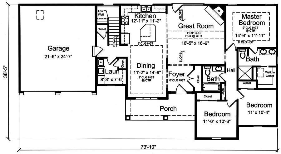 Floor Plan First Story of Transitional Plan #169-1163